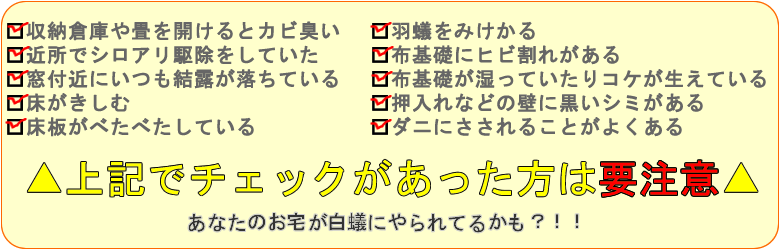 あなたのお家は大丈夫?シロアリチェック項目
